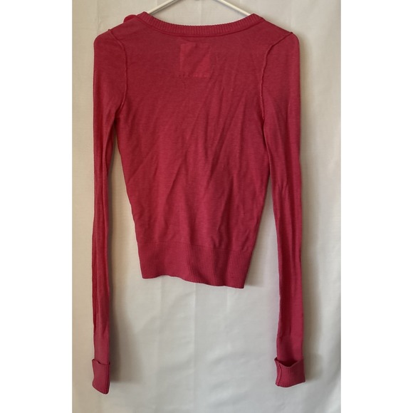 Hollister Cardigan Sweater Women's Small Pink Knitted Cropped Flower Embellished - Picture 4 of 6